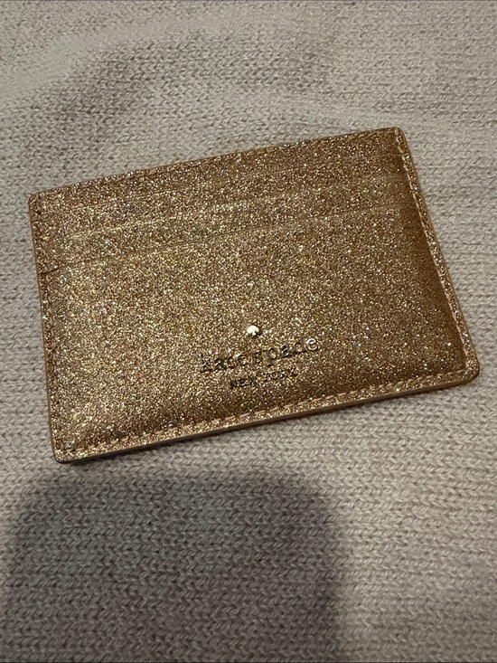 kate spade Accessories - kate spade Metallic Glitter Card Holder in Gold